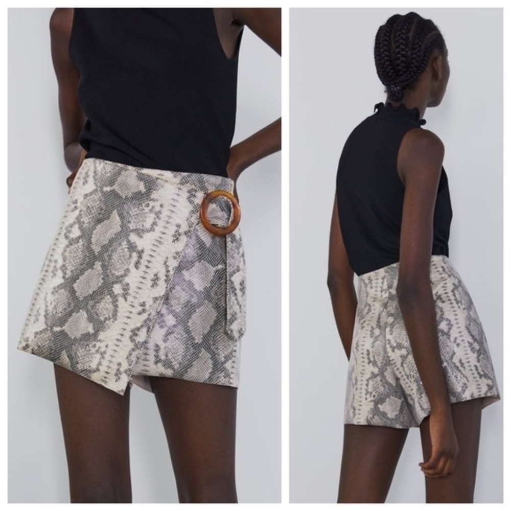 Zara Snake Print Mini Skirt with Ring Detail